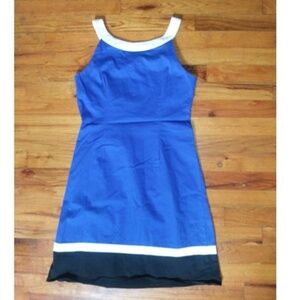 dBy vintage dress Color Block blue white Sleeveless stretchable fit flare